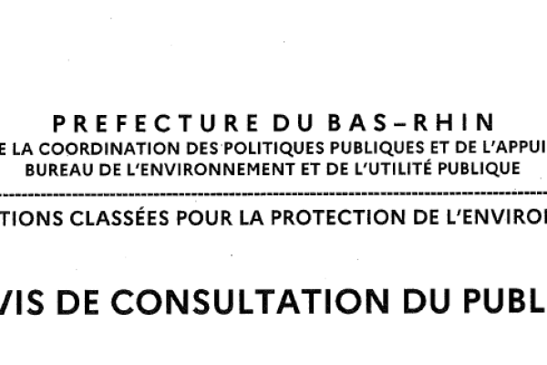 Avis de consultation - Installation classée Sté METHAMODER