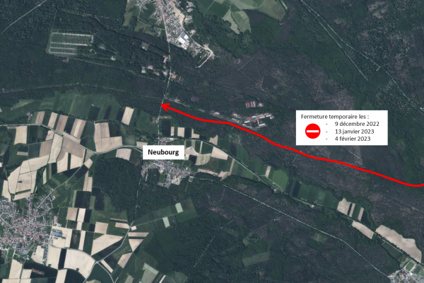 Fermeture temporaire Route forestière Uberach (piste cyclable)